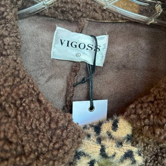 Anthropologie Vigoss Sherpa Leopard Jacket - Picture 3 of 7